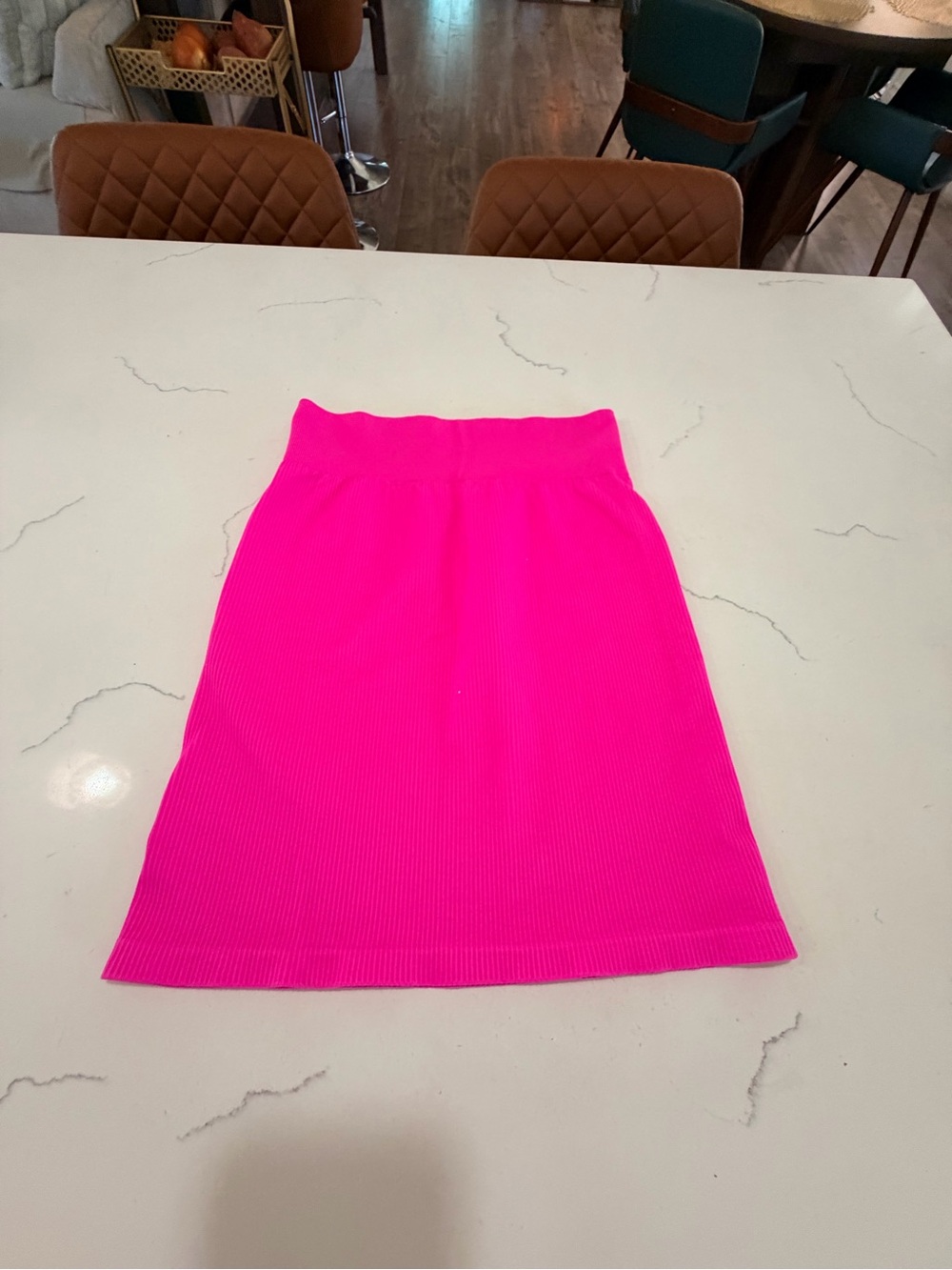 OQQ Ribbed High-Waist Pencil Skirt in Hot Pink Sz L